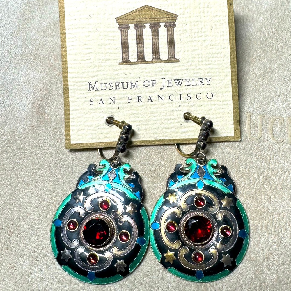 Garnet Arabesque Screw Back Earrings 24k gold over sterling silver, rhodolite